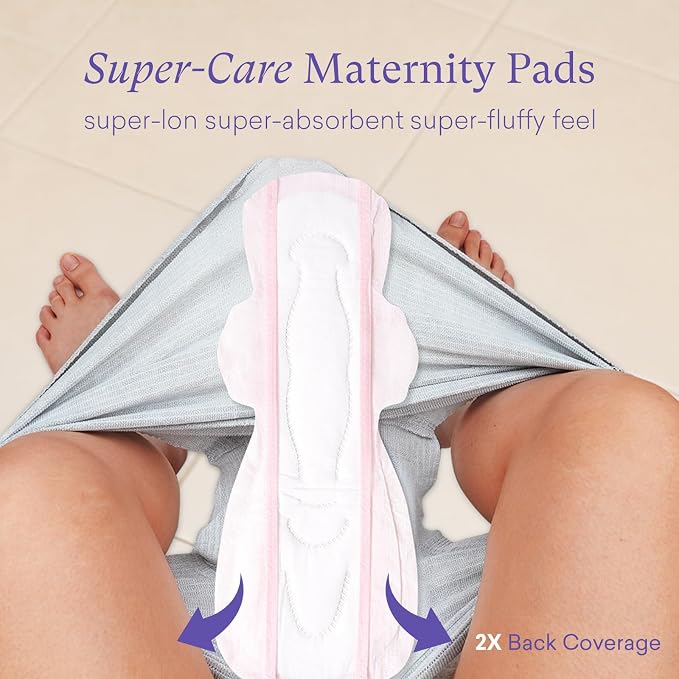 PurComfy 24 Count Premium Postpartum Pads with Wings, Large Maximum Absorbency Postpartum Maternity Pads Ultra Soft Heavy Flow Secure Leak Protection After Birth