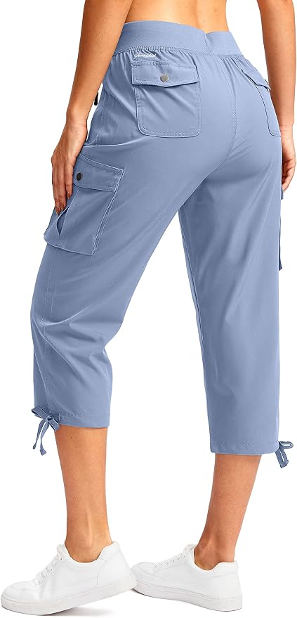 Soothfeel Women's Cargo Capris Pants with 6 Pockets Lightweight Quick Dry Travel Hiking Summer Pants for Women Casual