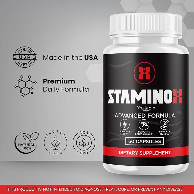 Valdivia (3 Pack) Staminox Capsules, Official Staminox Support Supplement Pills Reviews (180 Capsules)
