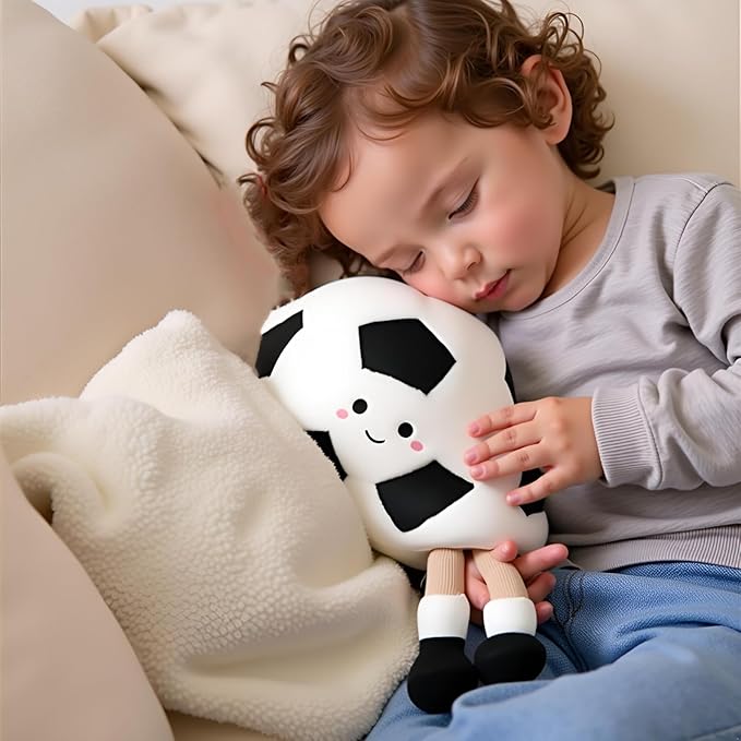 Ryttir 11 Inch Creative 3D Simulation Soccer Pillow,Fluffy Cars Pillow Football Toy Outdoor Cushions for Ball Owners,Clever Boy's and Girl's Room Decor