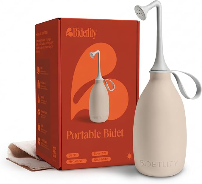 Butt & Intimate Shower 3.0 – Mobile Travel Bidet & Sustainable Intimate Shower, Replaces Wet Wipes, Saves Toilet Paper, Portable Handheld Bidet, Travel Bag Included, BPA-Free - Soft Sand