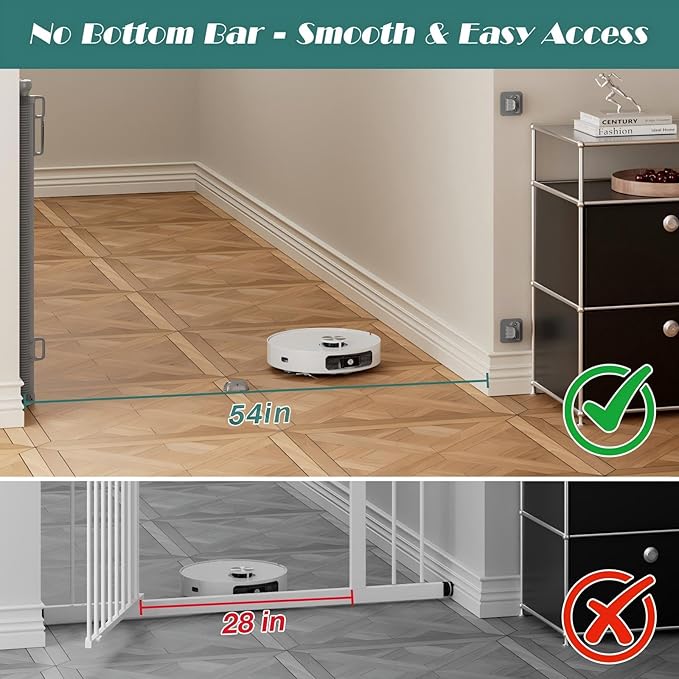 Babepai Retractable Baby Gates No Drilling | 54" Wide x 34" Tall Dog Gates for Stairs | Indoor/Outdoor Use | Child Gates for Doorways, Deck, Porch, Hallways, Patio - Gray
