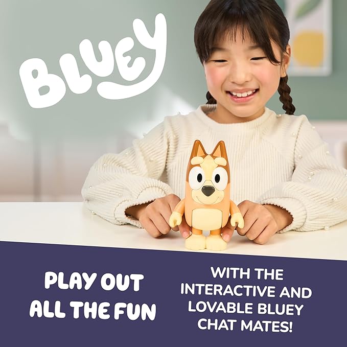 Bluey Talking Bingo Chat Mates Toy, Articulated, Talking Kids Toy with 10 Iconic Phrases, Interactive Play Figure Toys for Kids, Ages 3+
