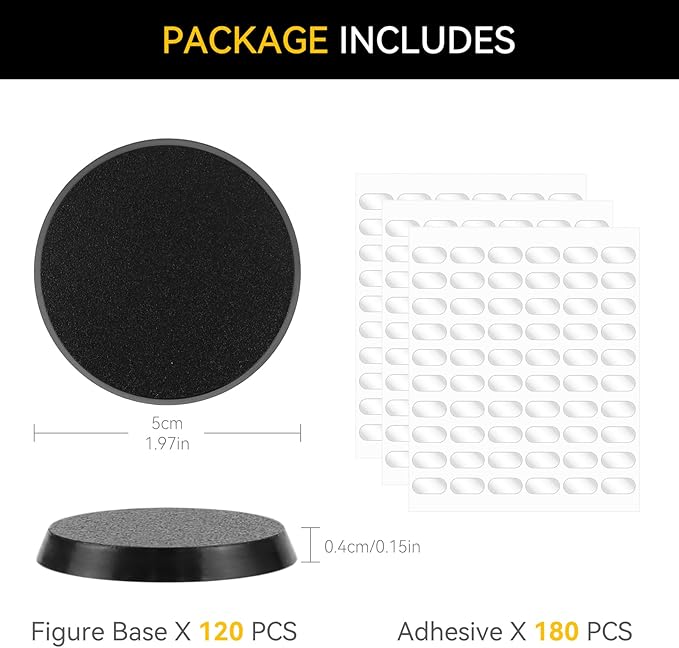 120PCS Figure Stand Base with 180PCS Adhesive for 4 Inch Fuko Pop, 1.97 Inch Black Round Plastic Bases No Peg, Doll Model Storage Organizer Display Holder Accessories for Action Figures