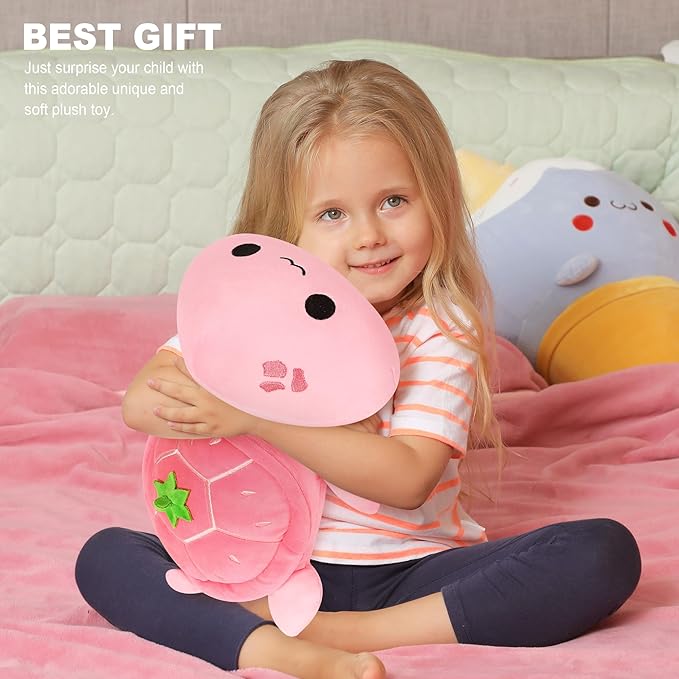 Onsoyours Sea Turtle Plush, Soft Strawberry Turtle Stuffed Animal Plush Pillow, Tortoise Kawaii Strawberry Plushie Toy for Kids（Strawberry Turtle,13"