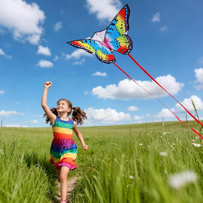 Butterfly Kites for Kids & Adults, Easy to Fly Design with Long Tail for Stability, for Kids Ages 4-8 & Beginners, Beach & Park Use | Family Outdoor Fun