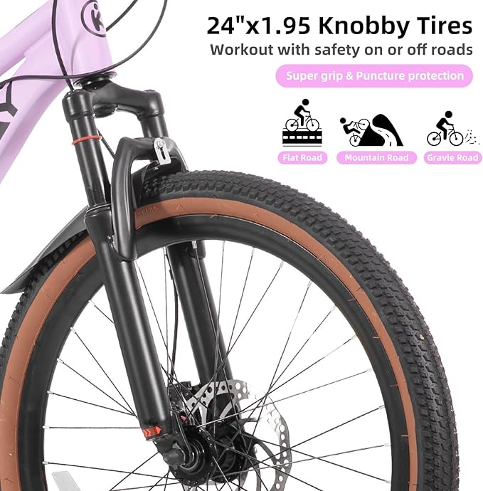 KEANO Huntaway 20 24 Inch Kids Bike for Boys & Girls Ages 7-12 Years Hardtail Mountain Bike for Kids with Aluminum Frame and 7-Speed Drivetrain Children Bicycle