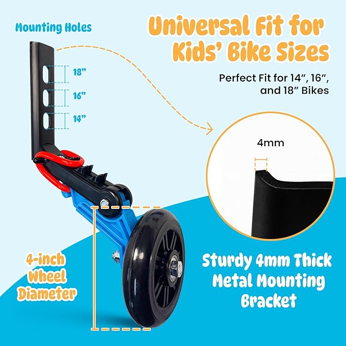 2.0 - Training wheels for 14 16 18" kids bikes. Training wheels that teach balance.