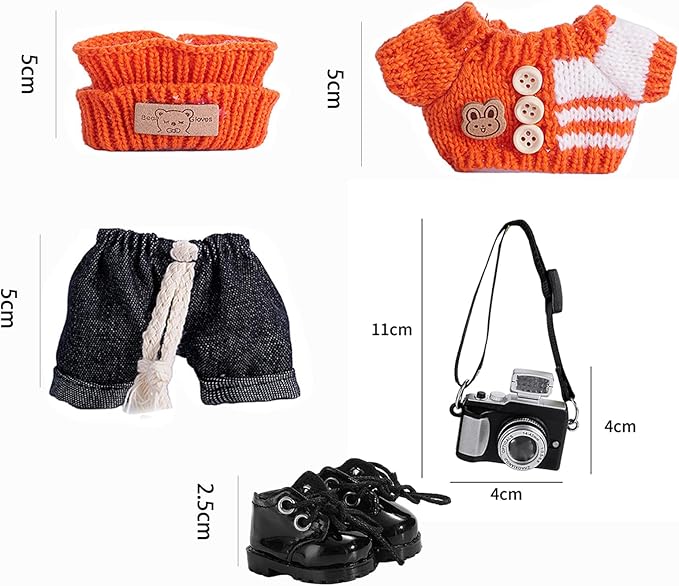 5set 17cm Dolls Clothes Outfit Set - Casual Style Costumes for Doll Figures, Camera Set,Have a seat Clothes - 6.7 Inches Cute Dolls Daily Refill,Gifts for 17cm Doll Lovers (Style-C)