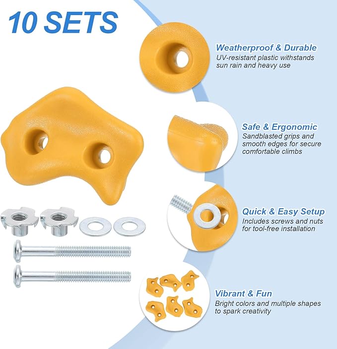 PATIKIL Climbing Rock Wall Grips Play Set Climber Attachments with Double Hole for Playground Accessory Indoor Outdoor
