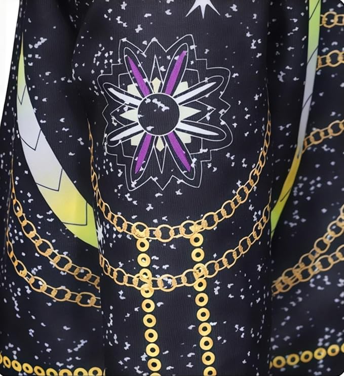 SAVITO Pop Idol Cosplay Costume Popular Singers Stage Costumes for Ages 3-12 Black Printed Costumes Black B