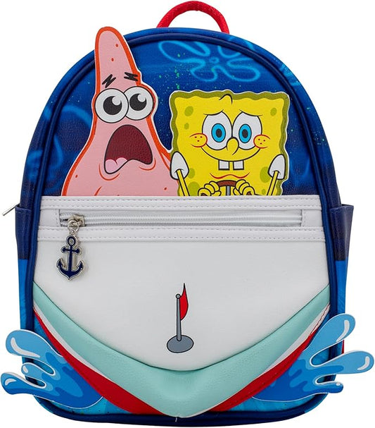 AI ACCESSORY INNOVATIONS SpongeBob Cosplay PU Backpack Purse, 3D Bikini Bottom Shoulder Bag with Epoxy Filled Metal Anchor Charm, 10.5 Inch, Adjustable Straps, Faux Leather