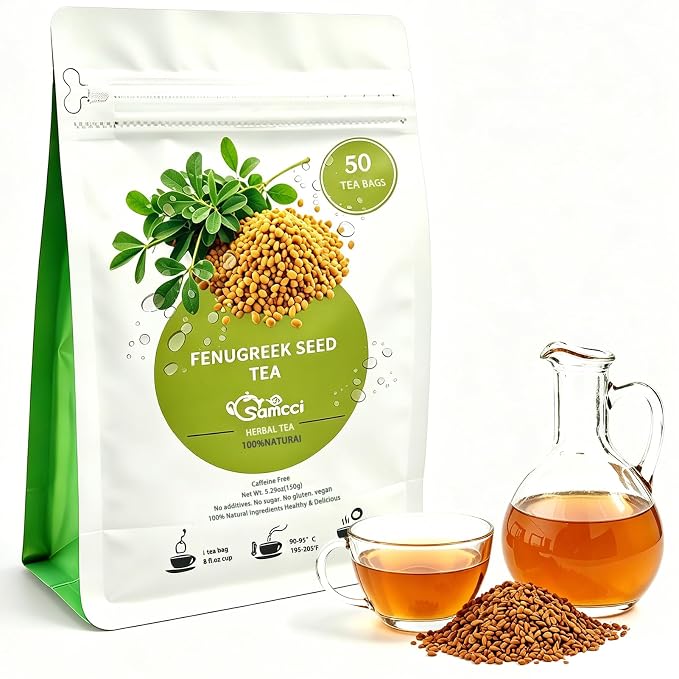 Samcci - Fenugreek Seed Tea Bags, 50 Teabags, 3g/bag - Natural Healthy Fenugreek Methi Seeds Herbal Tea - Non-GMO - Caffeine-free - Support Digestion & Improve Heart Health