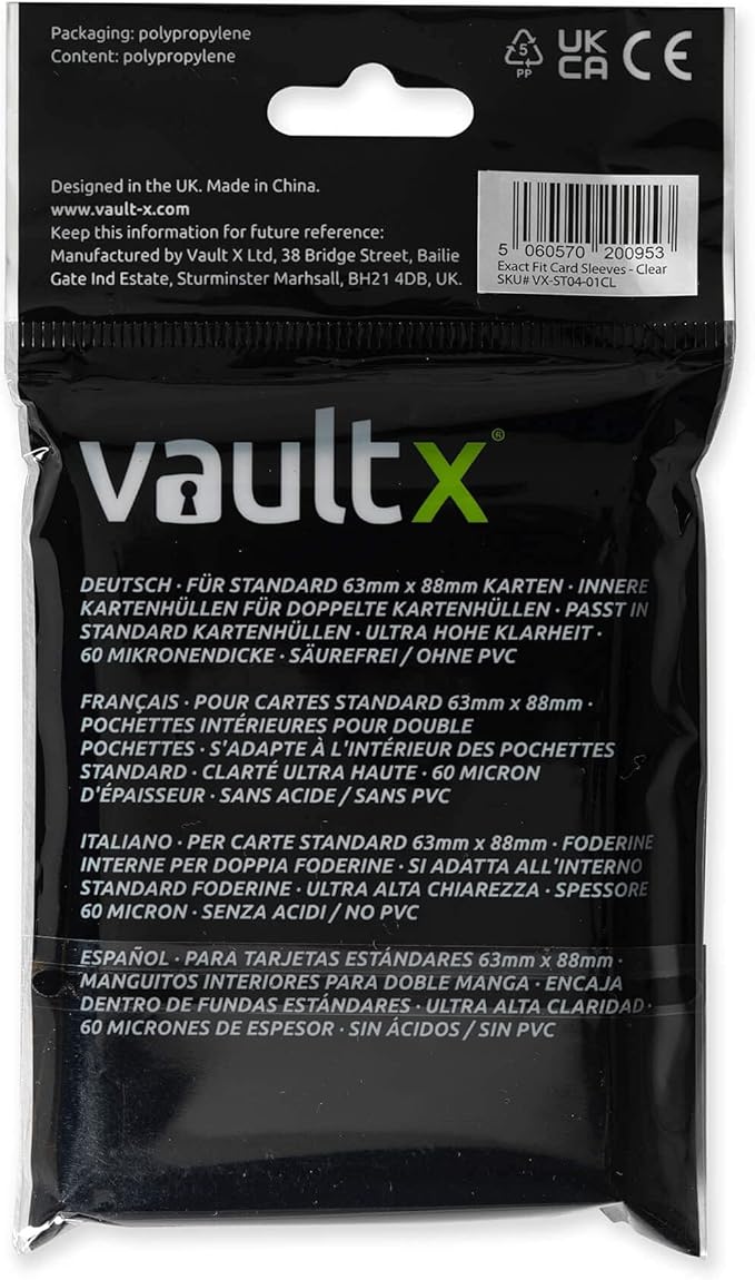 Vault X Exact Fit Sleeves (100 Pack) Perfect Inner Sleeves for Trading Cards, Clear