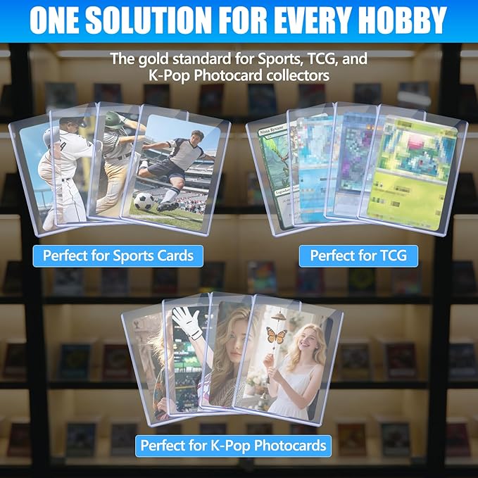 DEDC 200 Top Loader Thick Card Load Holder Storage for Trading Cards Sports Soft Penny Sleeves Hard Plastic 35 Point Protective 3" x 4" Toploaders Rigid Memorabilia Collectibles