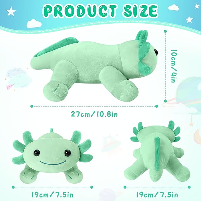 Axolotl Plush Toy, Soft Cute Axolotl Stuffed Animal, Kids Plushie Pillow Doll - Green