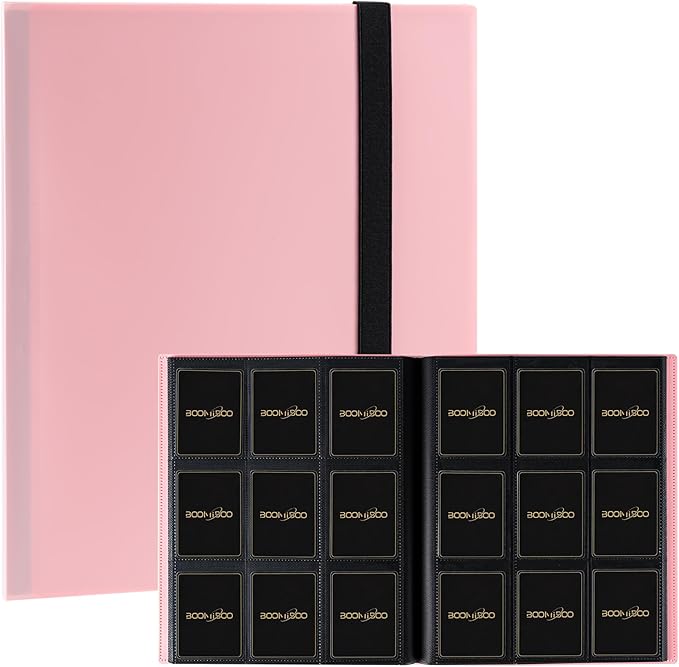 Card Binder 9 Pocket Storage 360 Card Binder,Trading Card Binder Senior and Sturdy Side-Loading Album,Intended For YuGiOh,MTG, TCG,Game Cards & Baseball Card Binde,(Pink）