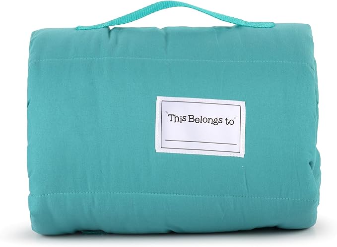 Jay Franco Kids Nap Mat with Embedded Pillow & Blanket – Soft 46"x20" Microfiber Sleeping Bag with Name Tag & Handle