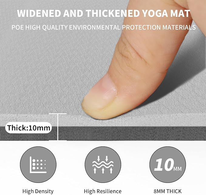 Large Yoga Mat (6'x 4')-POE 0.28''/0.32''/0.4'' Thick Fitness Mat, Eco-Friendly Exercise Mat for Home Workouts, Ideal for Yoga and Pilates