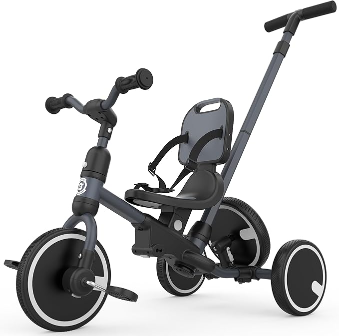 besrey Toddler Bike 1-3 Years Old,Toddler Tricycle with Spare Wheel,5 in 1 Kids Trike with Push Handle,Backrest and Safety Belt,Balance Bike 1+ Year Old,Birthday Gift and Toy for Boys and Girls