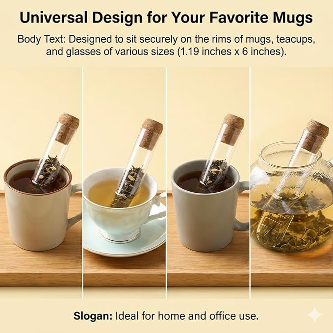2 PCS Tea Infuser Glass Tea Strainers for Long Leaf Teas with Teaspoon TeaTongs TeaSteeper with Cork for Cup, Gift for Teas Lovers