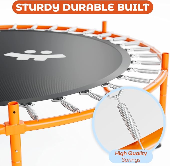 Happin® 55’’ Trampoline for Kids with Safety Enclosure, Indoor & Outdoor Toddler Trampoline, Ultra Safe Design with Multi Activity Accessories, Perfect Toddler Gift for Boys & Girls Ages 1–8