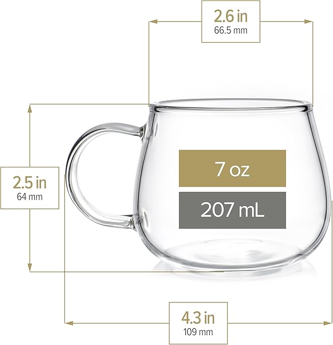 Teabloom Heatproof Glass Teapot Set with Removable Loose Tea Infuser (Standard Size: 32oz/946ml) and Four Borosilicate Glass Teacups (7oz/207ml) - Lead-free Complete Tea Set