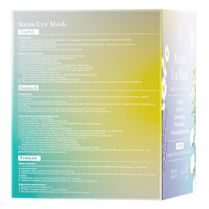 BLOOMORA 16 Pack Steam Eye Mask Variety Set Lavender Chamomile Jasmine and Unscented, Heated Eye Masks for Dry Eyes Puffiness and Relaxation, Self Heating Warm Compress for Sleep and Travel