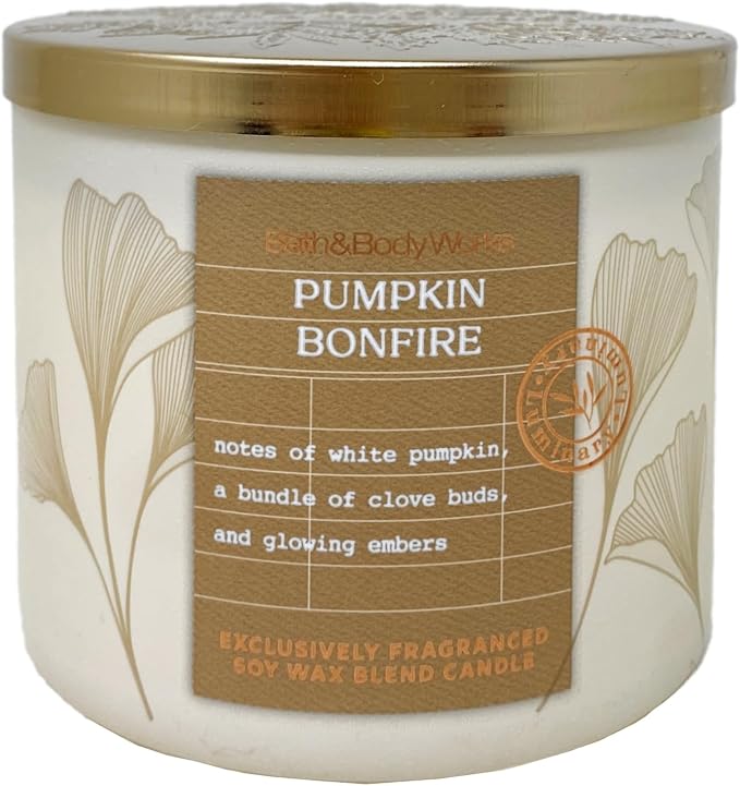 Bath & Body Works Pumpkin Bonfire 2 Piece 3-Wick Scented Candle Set with a Cherry On Top Bar Soap