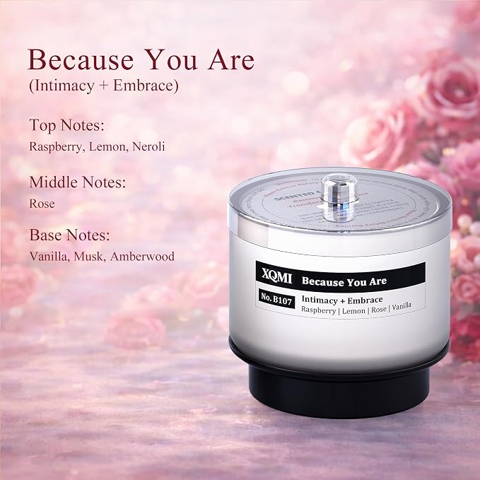Smart Scented Candle Refill,Because You are,13% Perfume-Grade Oils,4.25oz Soy Wax,±35H Burn Time,Wooden Wick, Explosion-Proof Glass(Raspberry|Lemon | Rose| Vanilla)