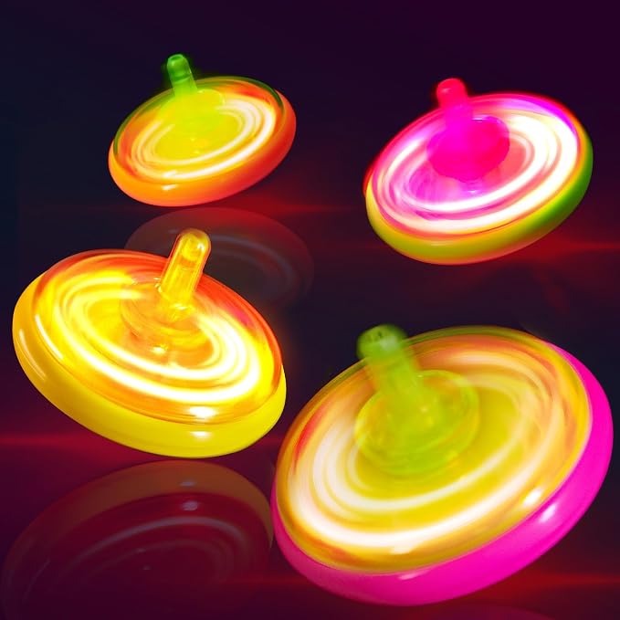 200 Pcs Light Up Spinning Tops for Kid 4 Color, Bulk LED Flashing Spinning Top Toys for Birthday Party Favor, Return Gift, Classroom Prize, and Fun Fidget Toy, Glow Goodie Bags Stuffer for Girl boy