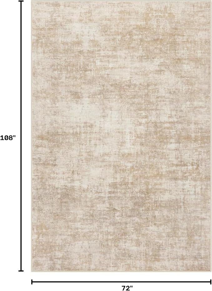 6x9 Area Rugs Washable Rug: Large Modern Abstract Living Room Rug Soft Anti-Skid Thin Carpet Indoor Floor Non-Shedding Carpets for Bedroom Dining Room Farmhouse Nursery Home Office Beige