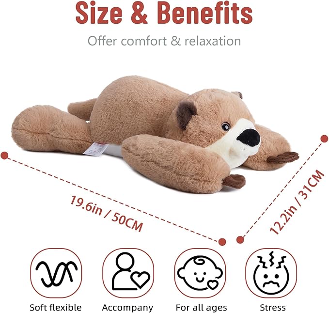 Niuniu Daddy 20" | 3.3 Pound Otter Weighted Stuffed Animals for Kids Adults, Soft Otter Plush Animal Calming Toys for Sleeping, Cute Body Pillow for Presents Birthday Christmas Holiday Easter Gifts