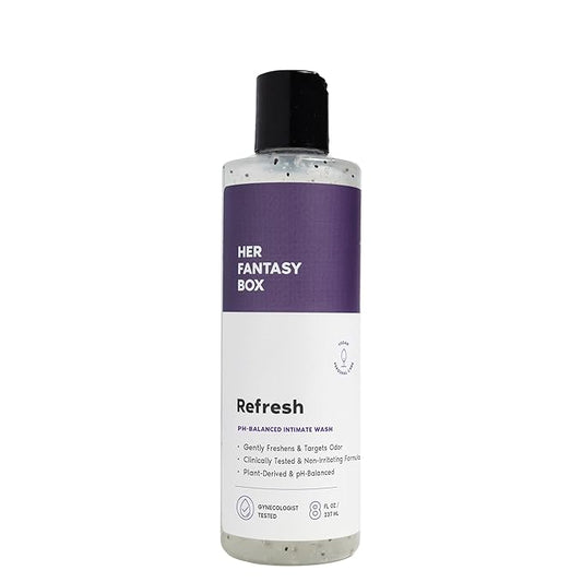 Her Fantasy Box | Refresh pH Balancing Shower Gel - Natural Feminine Hygiene Solution for Gentle Cleansing, Odor Control, and Skin Nourishment - pH-Balanced Formula for All Skin Types (8 oz)