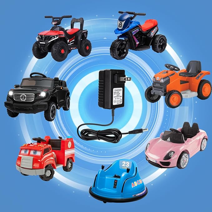 6V Battery Charger for Ride on Toys, 6V Charger for Kidzone Bumper Car, 6V Charger for Ride on Car Best Choice Products SUV Powered Accessories, Universal 6V Bumper Car Charger for Flybar