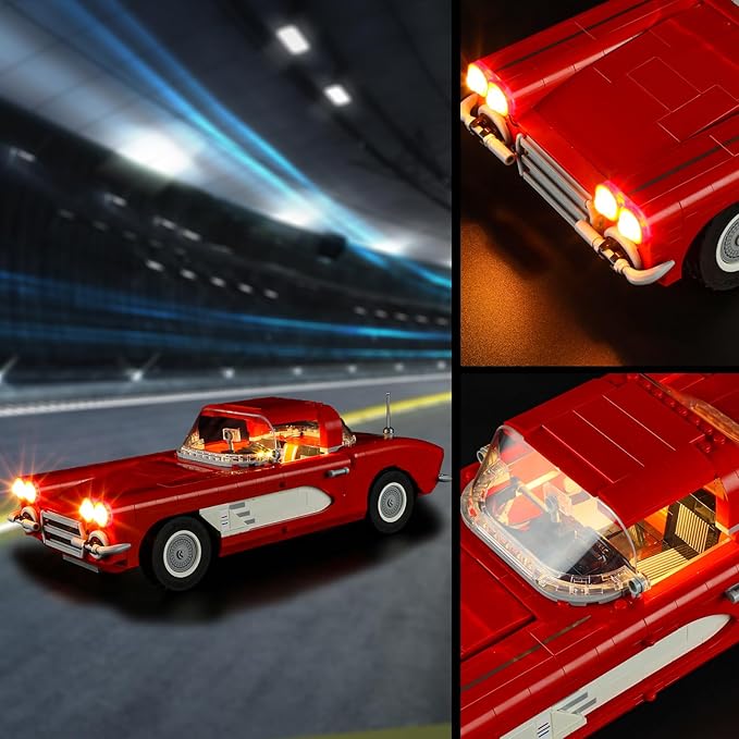 Vaodest LED Light for Lego 10321 Icons Corvette 1961 Set,Design and Configuration Compatible with Model 10321(LED Light Only, Not Building Block Kit)