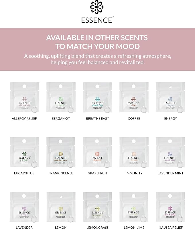 Essence Wearable Aromatherapy Nasal Diffuser – Allergy Relief Essential Oil Nose Ring Refresh Kit – Personal Scent Clip for Travel, Work & Everyday Use – Made in USA