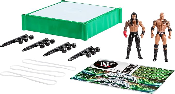 Mattel WWE Bloodline Rules Playset with Ring & 2 Action Figures, Includes The Rock & Roman Reigns 6-inch Superstar Collectibles