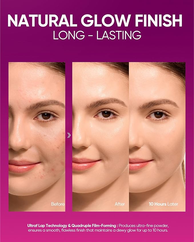 Pink Glow Cushion Foundation #05W Warm Sand| Medium Coverage, Natural Glow Finish, Moisturizing for Dry Skin, Lightweight, Long-Lasting & Oxidation-Resistant
