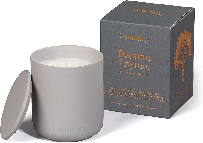 Persian Thyme Aromatherapy Candle – Thyme, Neroli & Oudh Scented Candle, Plant-Based Wax, 9.8 oz, 50 Hour Burn Time, Exotic & Woody Candle