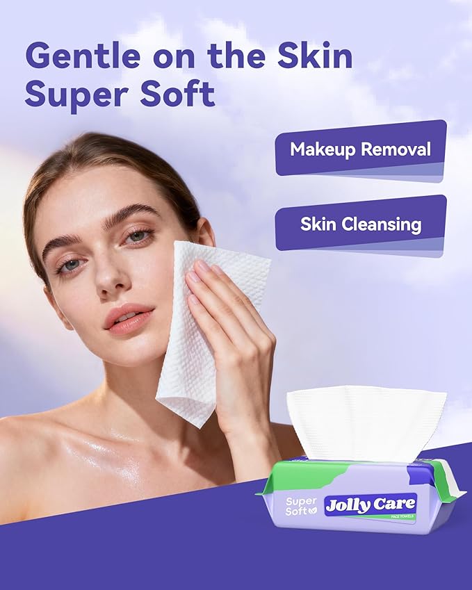 Face Towels Disposable, Face Towelette Disposable, Soft Disposable Face Towel for Makeup Remover, Thick Face Cloths for Women Cleansing, Skin Care, 7.8"×7.8", 80 Count (4 Pack)