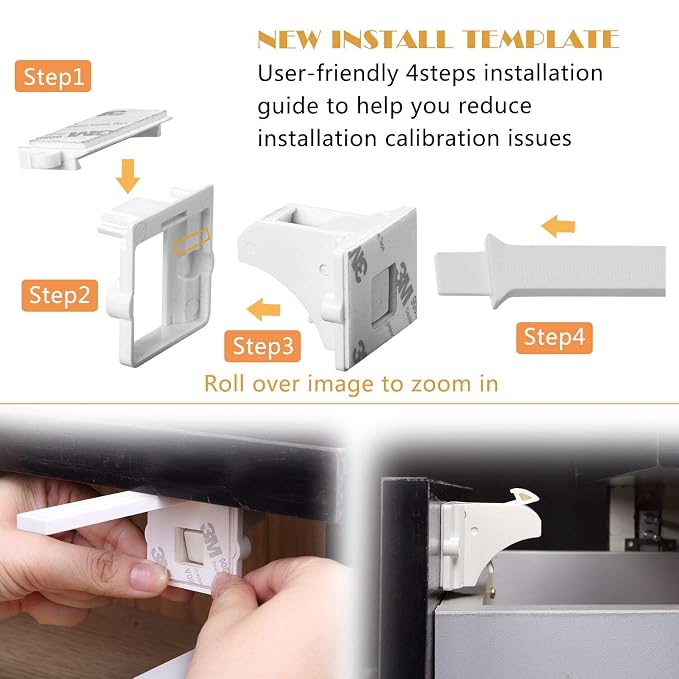 Vmaisi Adhesive Magnetic Cabinet Locks (12 Locks and 2 Keys) | Keeps dangerous things away from kids