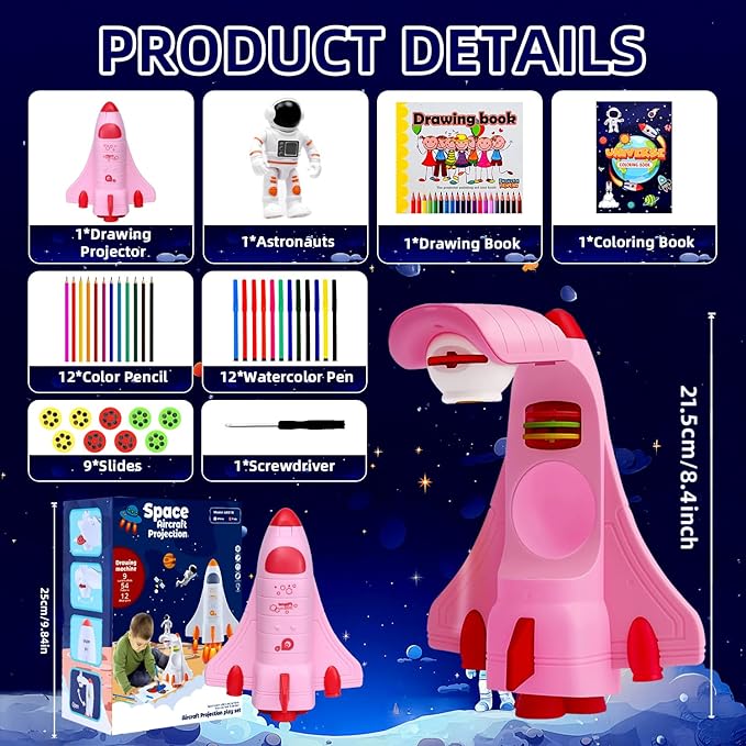 Drawing Projector for Kids Tracing Drawing Projector Smart Art Sketcher Projector Toys for 3 4 5 6 7 8 Year Old Boys Girls Gifts (Pink)