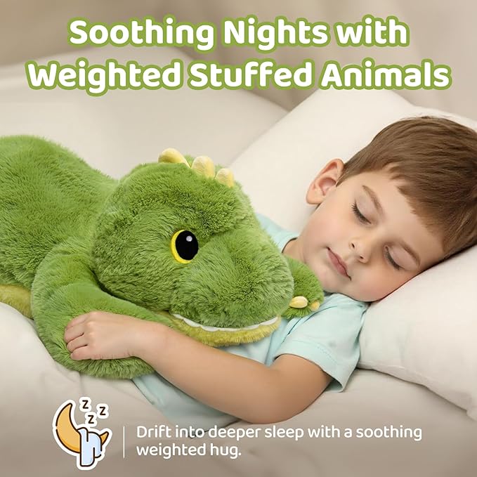 Weighted Stuffed Animals with Microwavable Heating Pad - 5lb Adjustable, Heatable & Coolable Dinosaur Plush for Relaxation, Removable Inner Pad, Plush Gift for Kids Adults (23 Inch)