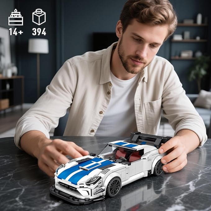HIGH GODO Sports Car Building Set, Racing Car Decor Model Kit, Cool Collectible Cars Toys Gifts for Adults Teens Age 14+ (394 Pieces)