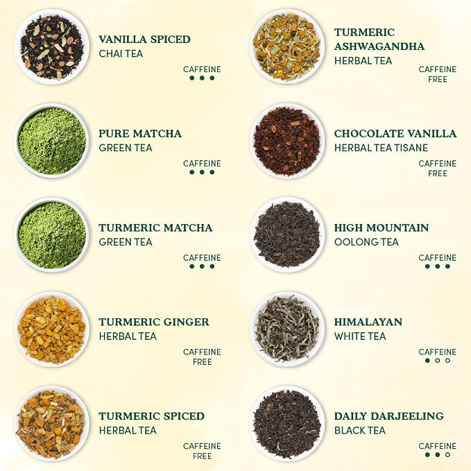 VAHDAM World Top 20 Favourites Tea Sampler Set | Loose Leaf Tea (100+ Cups) | Tea Variety Pack with Green, Herbal, Black & Chai Brew | Vacuum Sealed For Freshness | Brew Hot & Cold