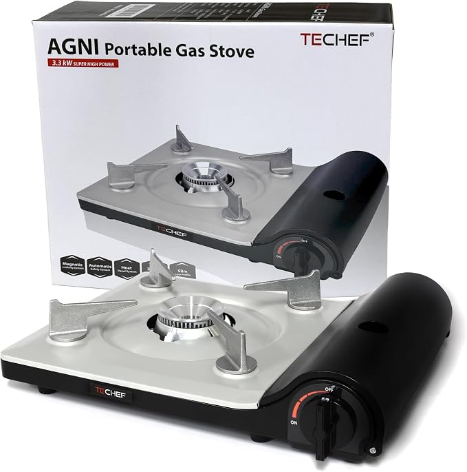 TECHEF - AGNI Portable Butane Gas Stove Burner, Made in Korea (Stove + 4 Butane)