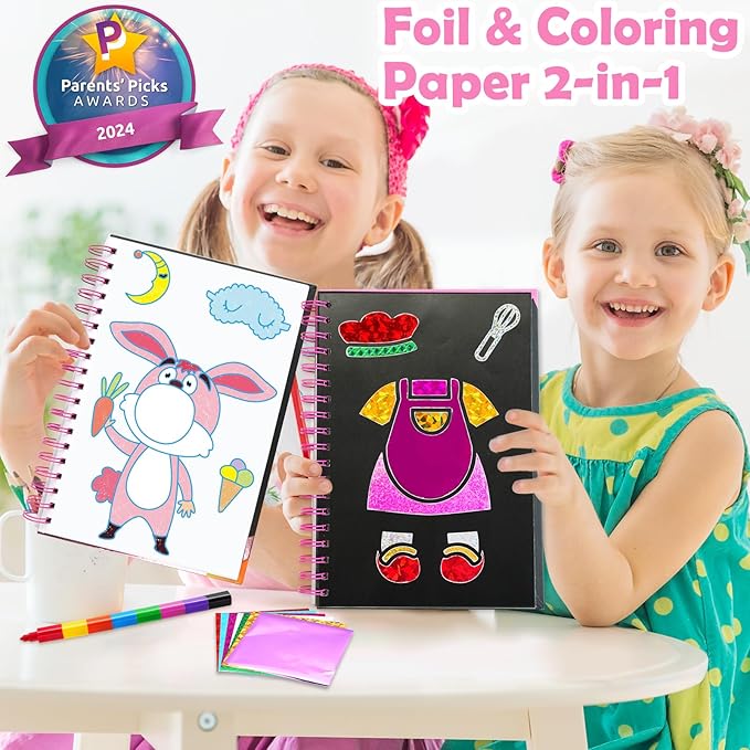 FUNNYB&G Foil Art Crafts for Kids Ages 4-8: Valentines Crafts for Kids 2026,Birthday Gift for Girls,Art and Crafts Supplies,Party Favors,Creative Toys for Girls Boys 4 5 6 7 8 9 Years Old(Dress Up)