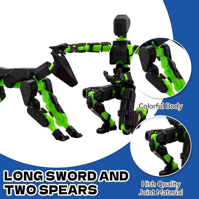5PCS T13 Action Figure Set | Pre-Assembled 3D Printed Titan and Robo Figures | Highly Articulated Robot Toys with Interchangeable Accessories | Perfect for Collectors and Hobbyists (Rainbow)
