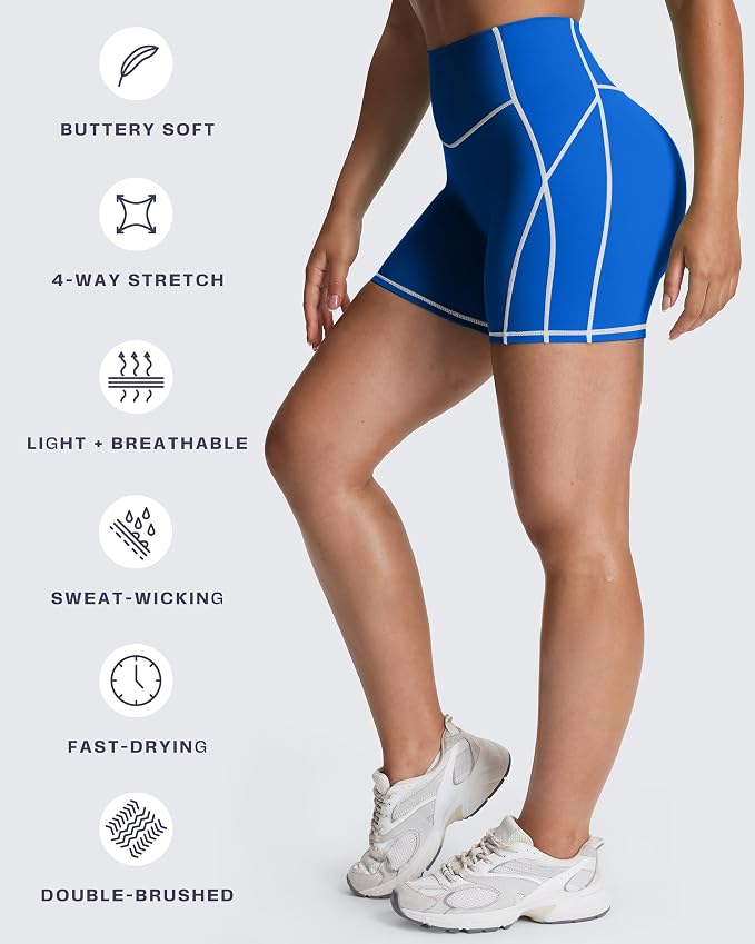 Aoxjox Lexi Lined Workout Biker Shorts for Women Tummy Control High Waisted Exercise Athletic Gym Running Yoga Short 6"